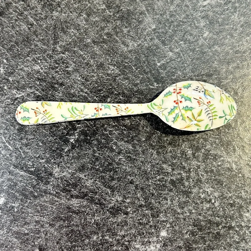NEW Enameled‎ Stainless Holly Berry Christmas Tea Spoon 5.5